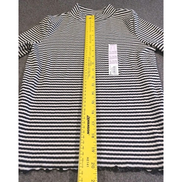 SO Women's Black & White Striped Mock Neck Long Sleeve Tee XL 14/16 - Picture 8 of 12